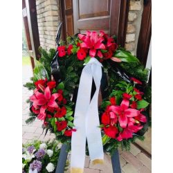 Bordó liliomos görög koszorú